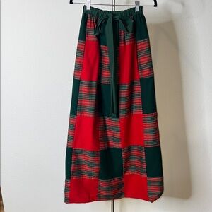 Mr Hank Vintage Patchwork Wool Cotton Holiday Christmas Maxi Skirt